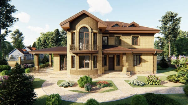 Особенности и планировки двухэтажных домов с эркером