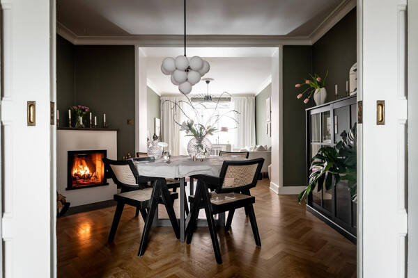 Стильные оттенки зелёного и серого в интерьерах шведской квартиры (88 кв. м)