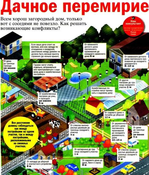 На каком расстоянии от забора сажают деревья